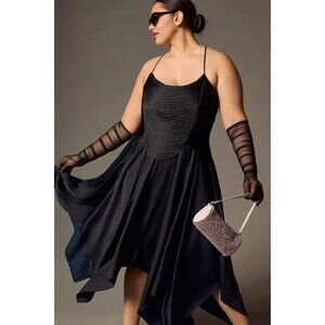 New By Anthropologie Fringe Bodice Midi Dress Size 8